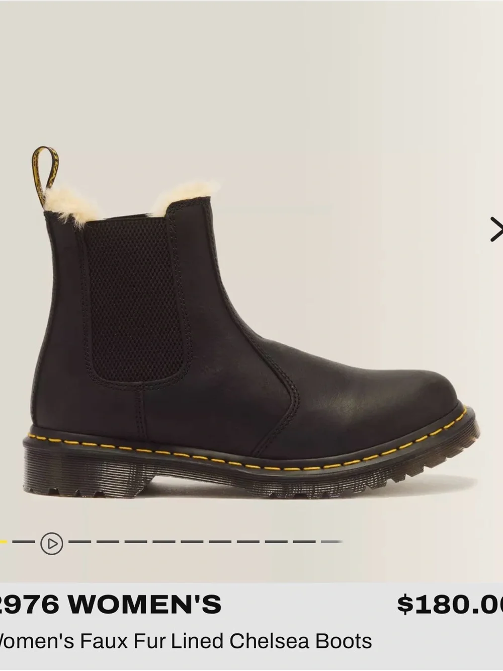 Dr. Martens Black Leather Chelsea Ankle Boots with Cream Fur Lining